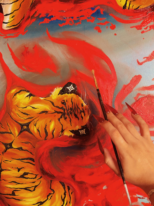 Tiger Oil Painting  By Artist Perry Picasshoe