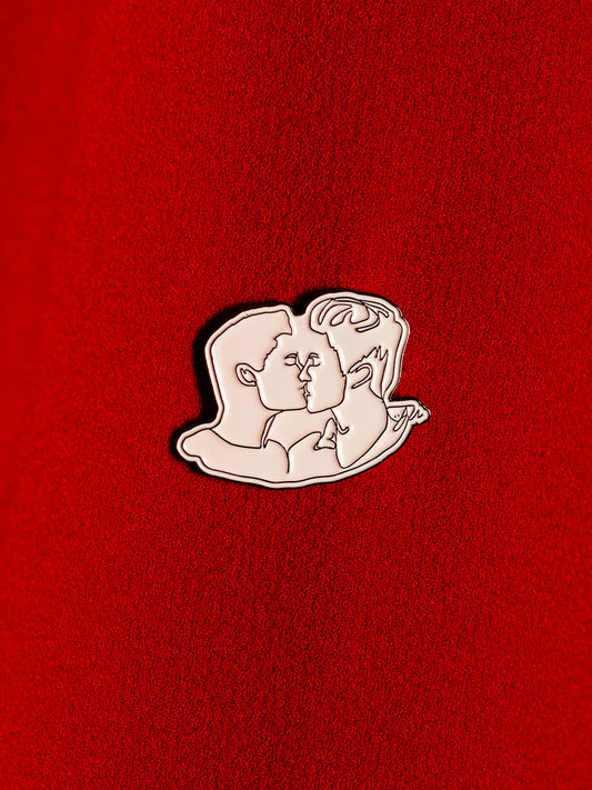 Queer Gay Boy love boy LGBTQ pride pin close up