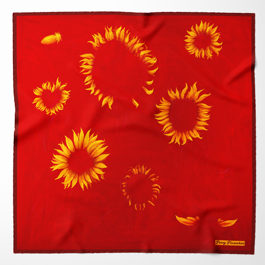 Deconstructed Sunflower Silk Scarf